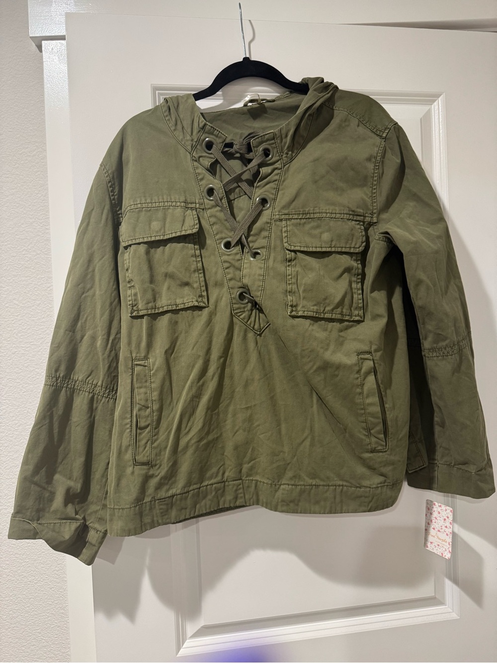 Free People women’s Olive Lace-Up Hooded Utility Jacket